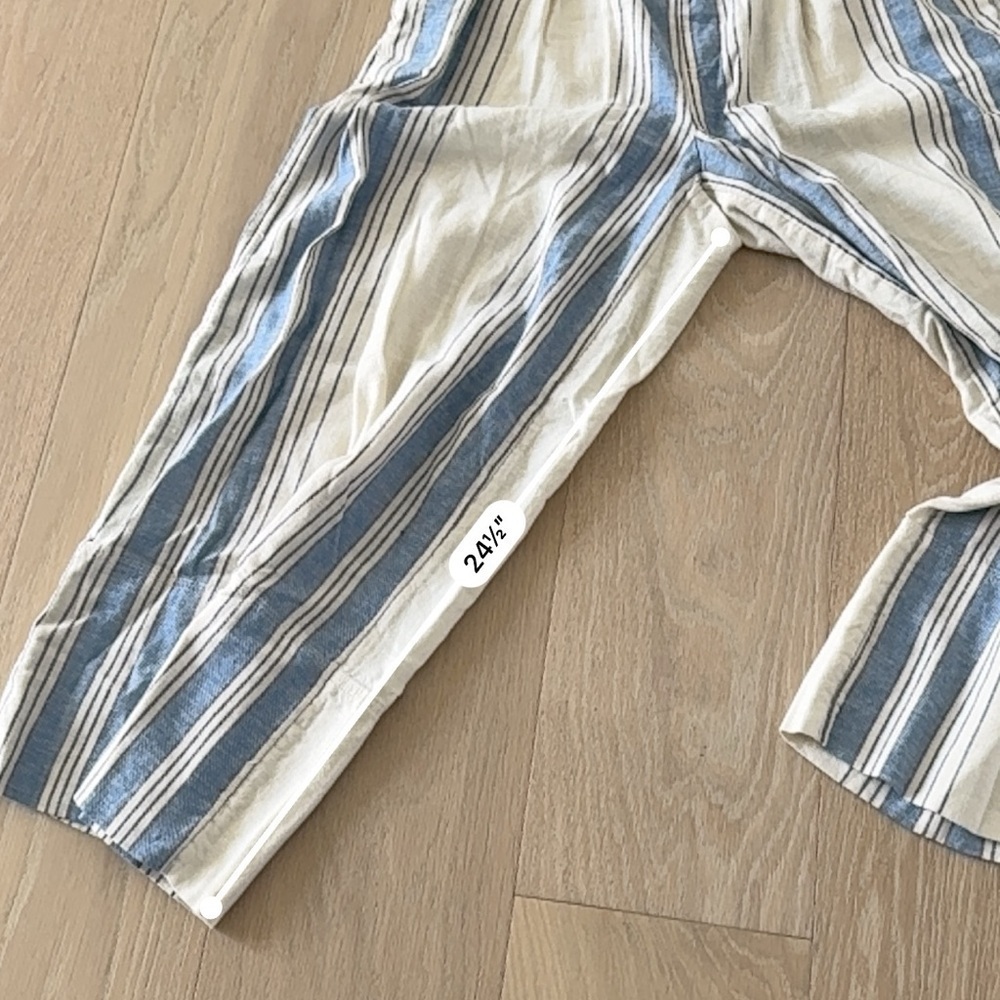 Banana Republic Linen Blend Striped Wide-Leg Cropped Pants Size S - Picture 3 of 5